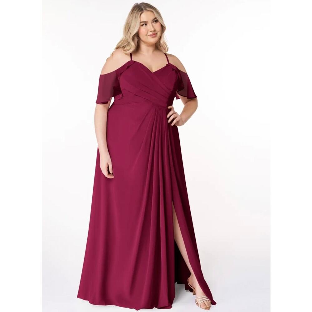 Azazie Dakota Burgundy Bridesmaids Dress Size 24 NWT